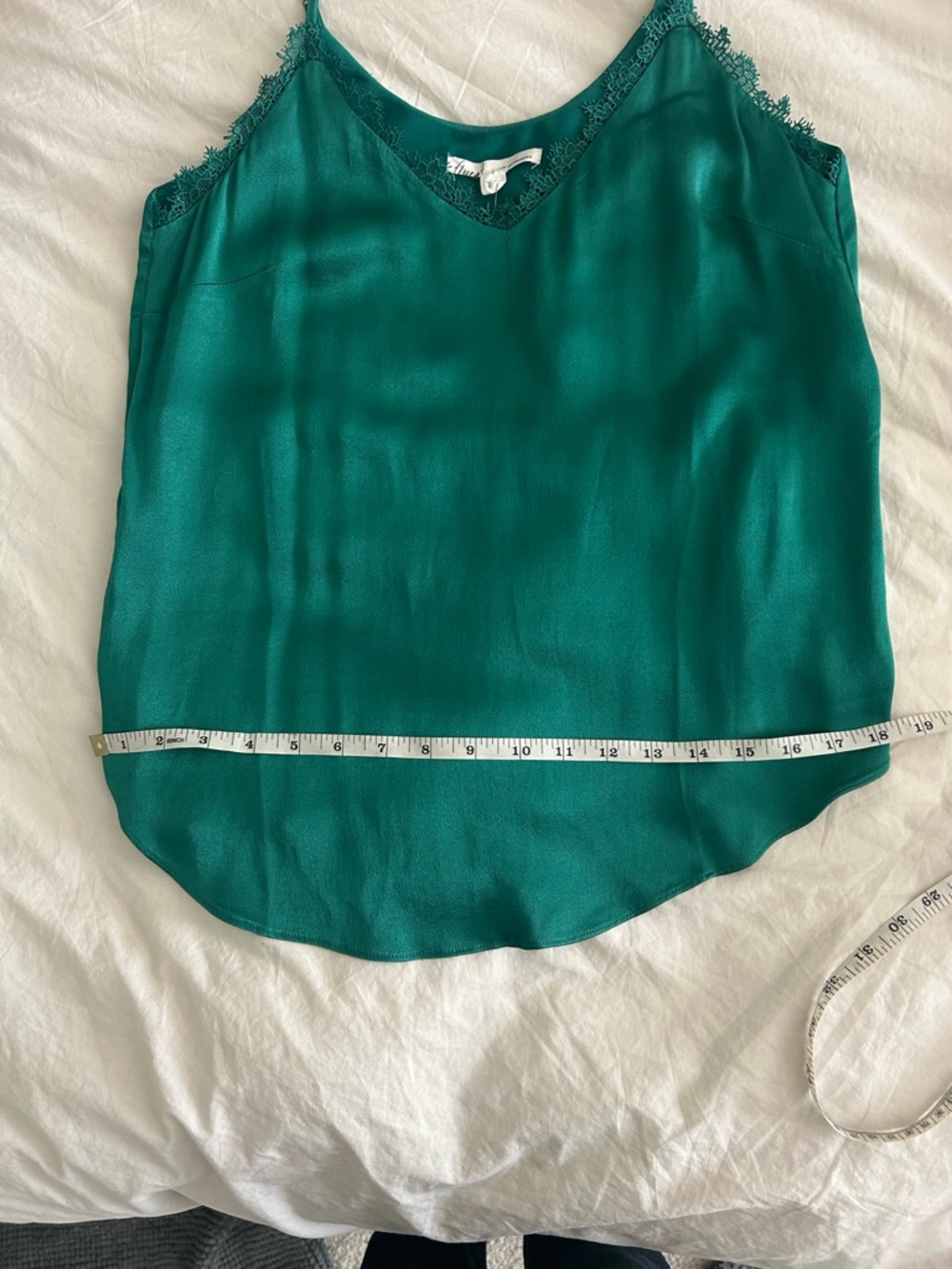 Floreat Anthropologie Green Emerald Lace-Trim Satin Cami Tank Size Small NWT - Picture 4 of 11